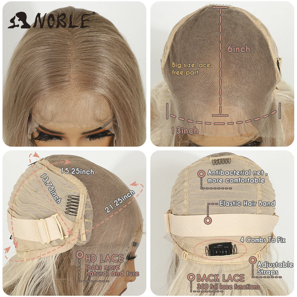 Noble Synthetic Lace Front Wig 13X6 Lace Front Wig 26 Inch Body Wavy Lace Wig For Women Lace Front Wig Ombre Blonde Cosplay Wig