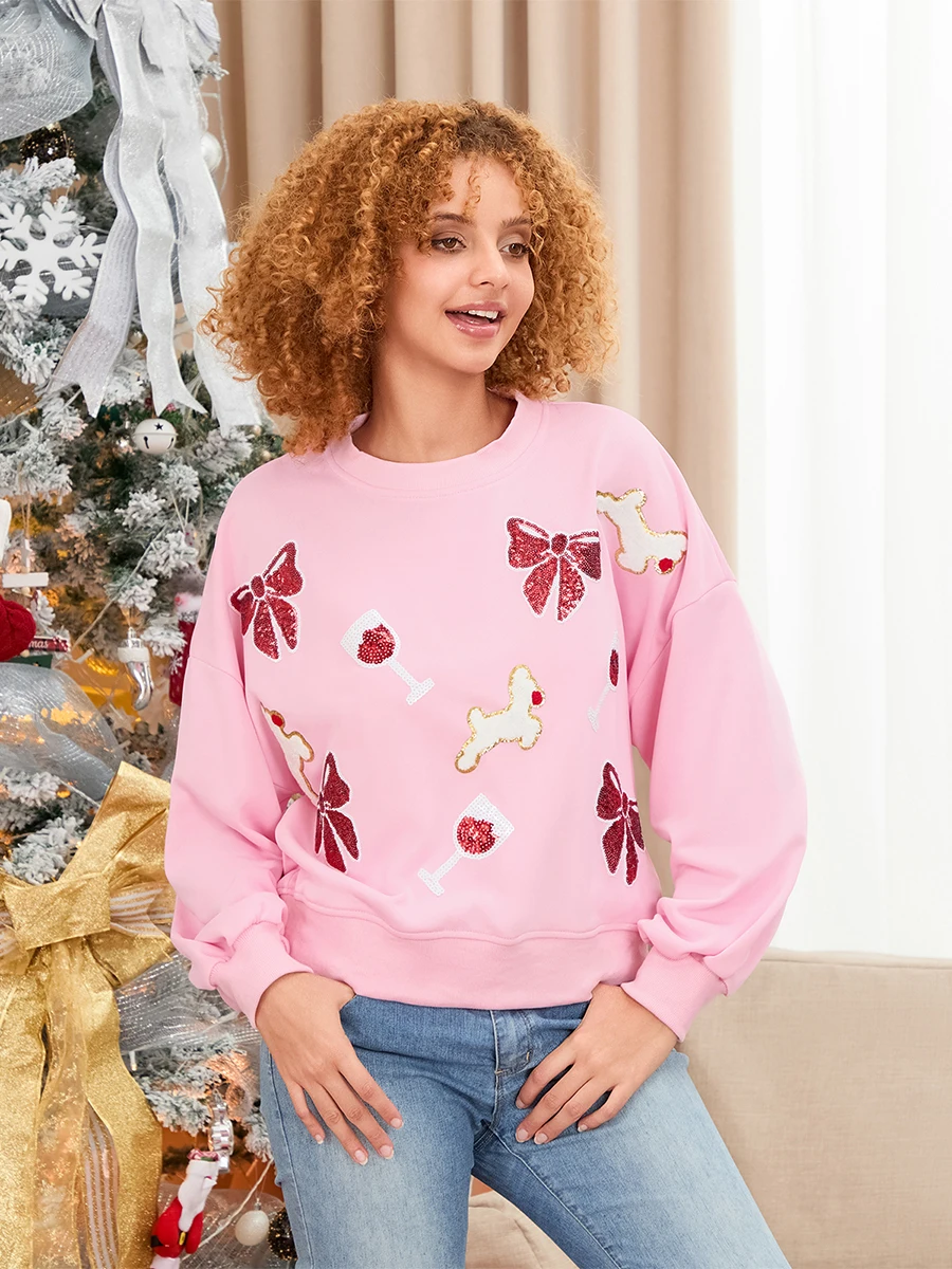 Maglioni natalizi da donna a maniche lunghe girocollo con stampa di renne pullover in maglia inverno caldo top oversize abbigliamento festivo per le vacanze