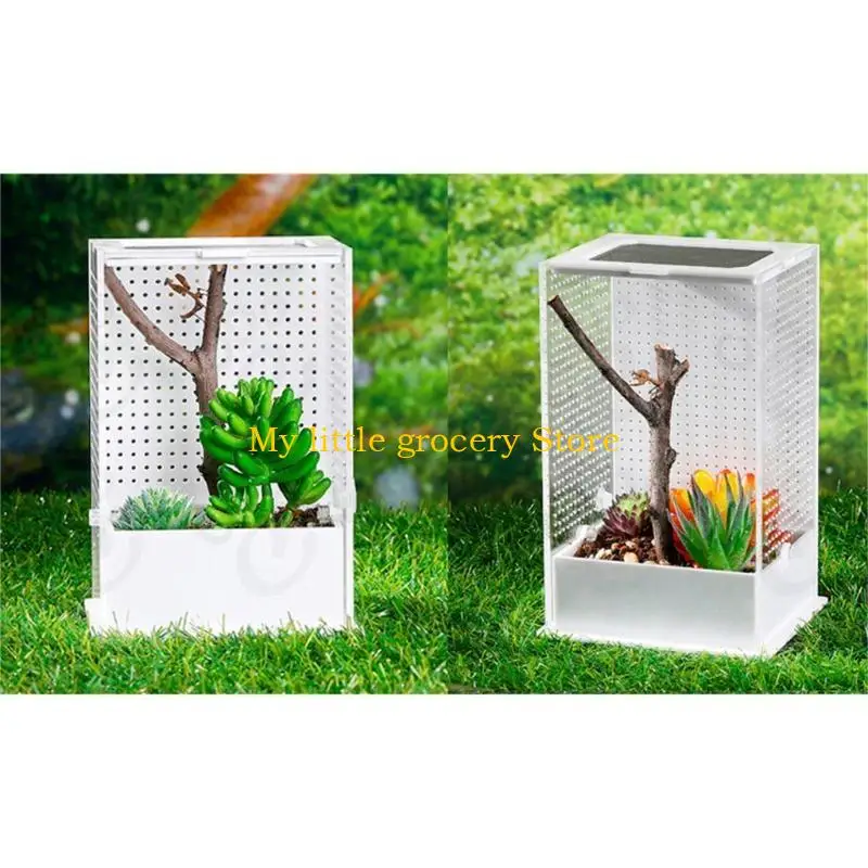 D5BD Insect Feeding Box Transparent Container Plastic Terrarium for Spiders Small Snakes for Carrier Box Easy to Deta view 3
