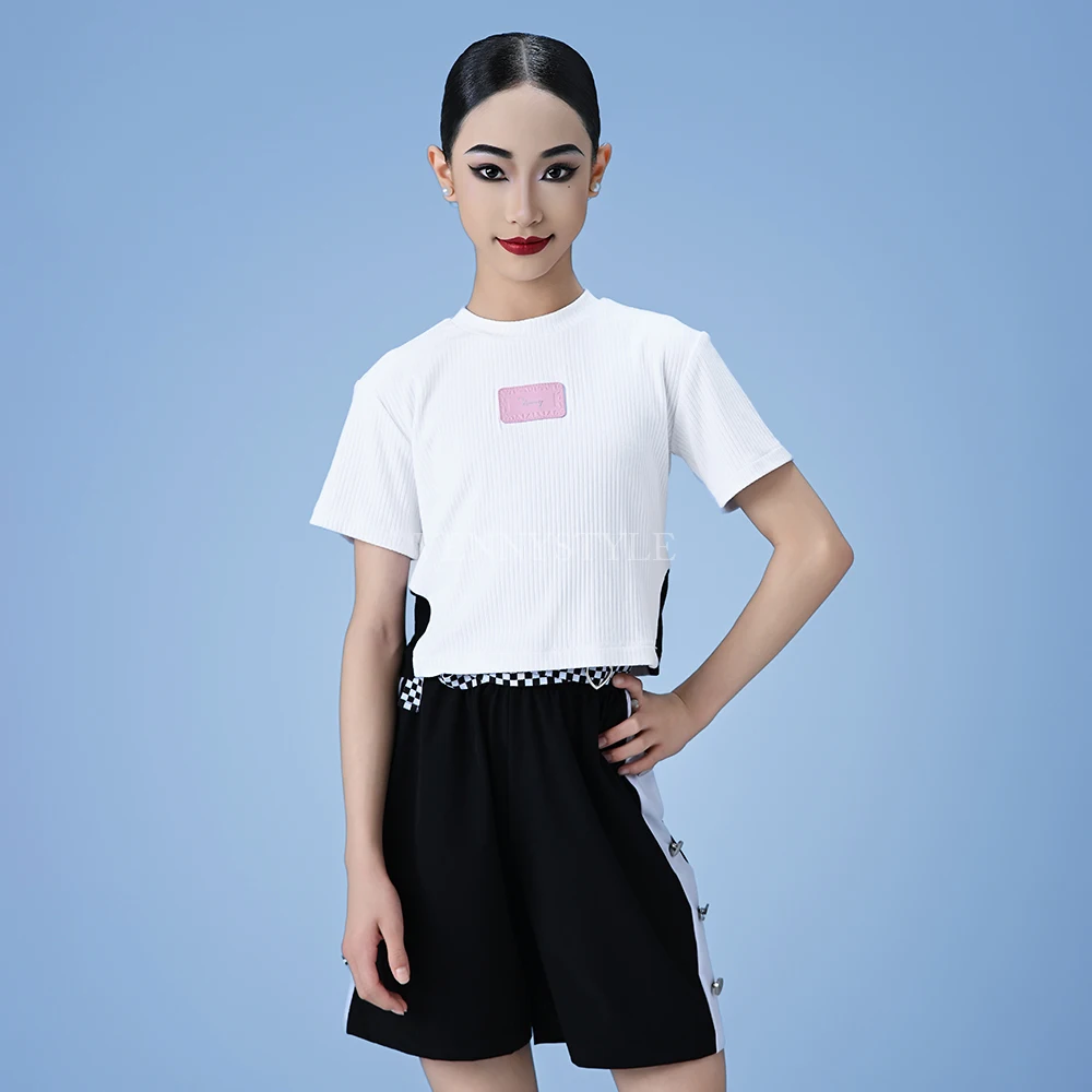

Vennystyle Latin Dancewear Short Sleeve Shorts Three-Piece Training Suit Casual Summer Sportswear New Arrival