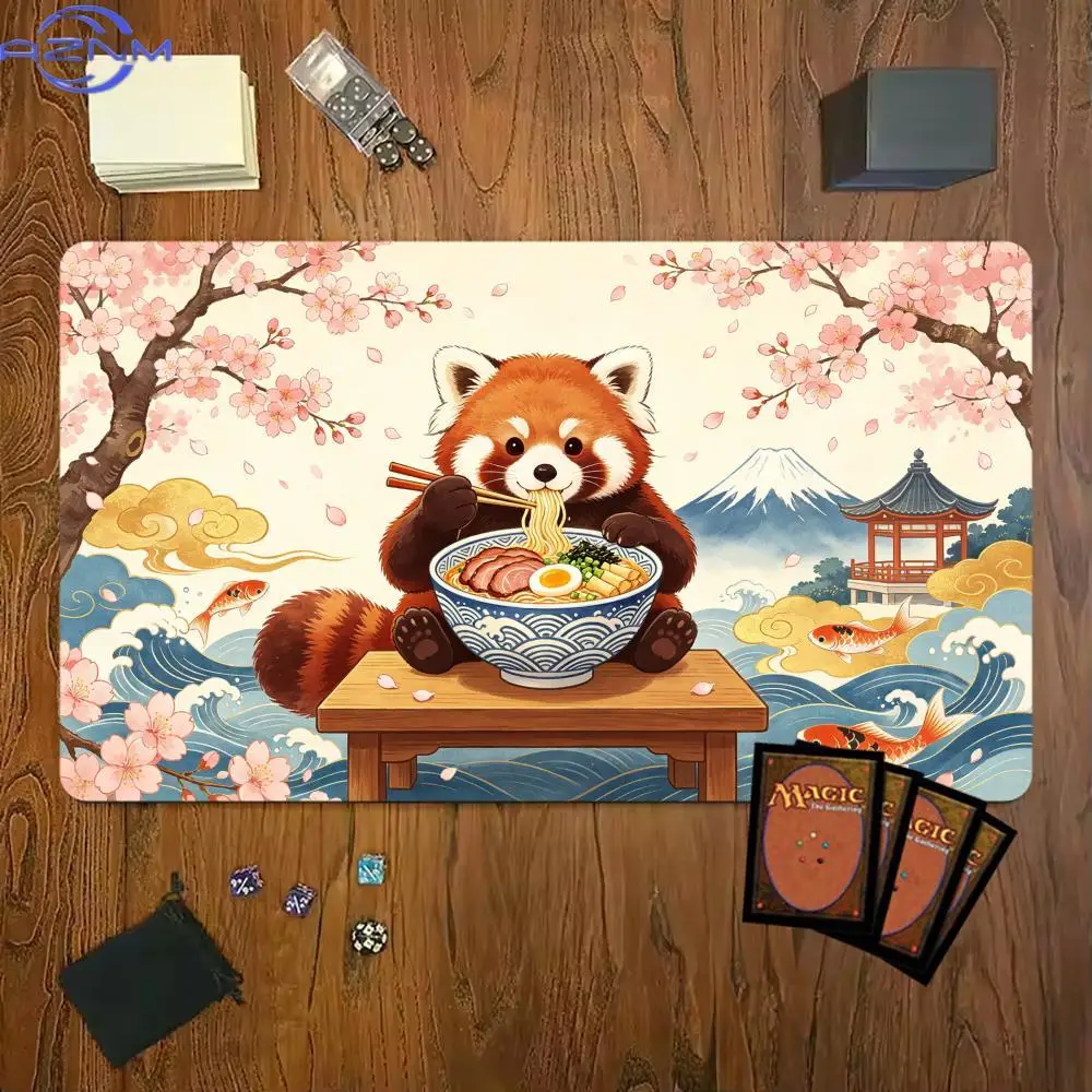 Cute Sakura Red Panda Ramen Gaming Mouse Pad Playmat  TCG Office Desk Mat for Work Game PC Laptop Carpet MousePad