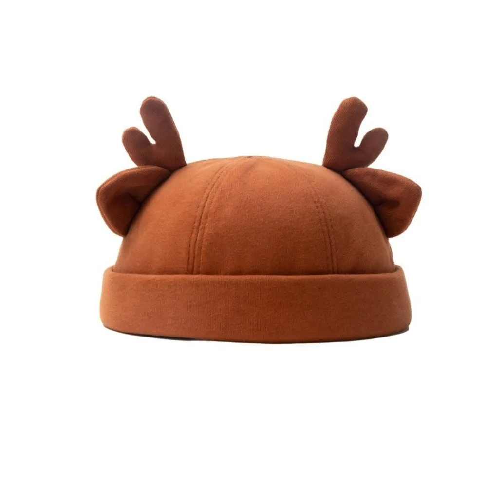 Unisex Cotton Melon Skin Hat Deer Ear Adjustable Docker Cap Hip Hop Solid Color Beanie Hat Spring Summer