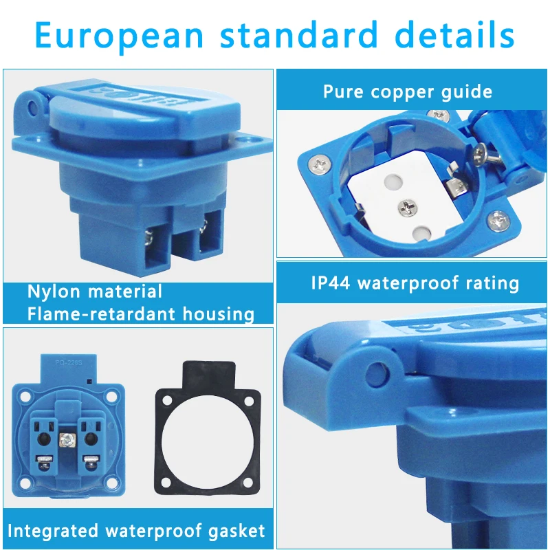 Francuski/europejski/prański standard IP44 16A 250V elektryczne wodoodporne gniazdo z osłoną przemysłowe gniazdo zasilania prądem zmiennym