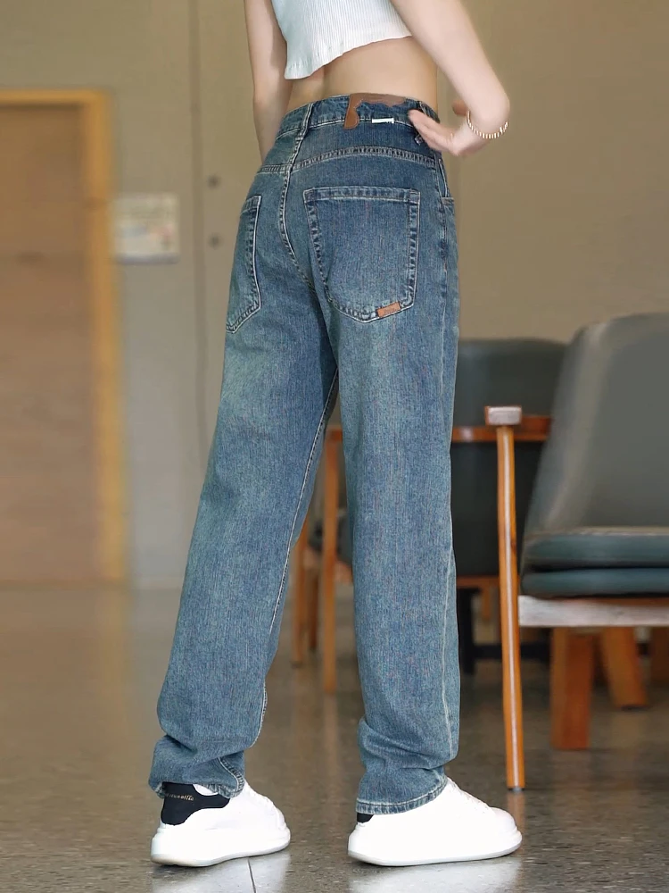 

New 2024 Men's Straight Leg Jeans Loose Fit Casual Pants American Vintage Style Versatile Long Trousers Youth Fashion