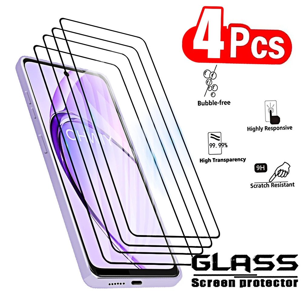 4Pcs Tempered Glass for Oppo A80 A60 A40M A79 A59 A78 A58 A38 A18 Screen Protectors Full Cover Protective Film for A 80 5G 4G