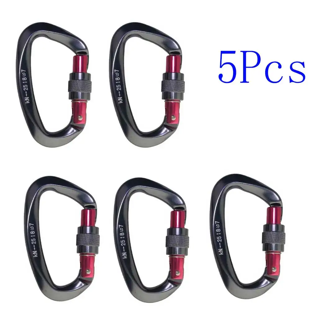 5/10 pces 25kn árvore escalada mosquetão com parafuso seguro-bloqueio em forma de d rapel gancho belay para montanhismo rapel