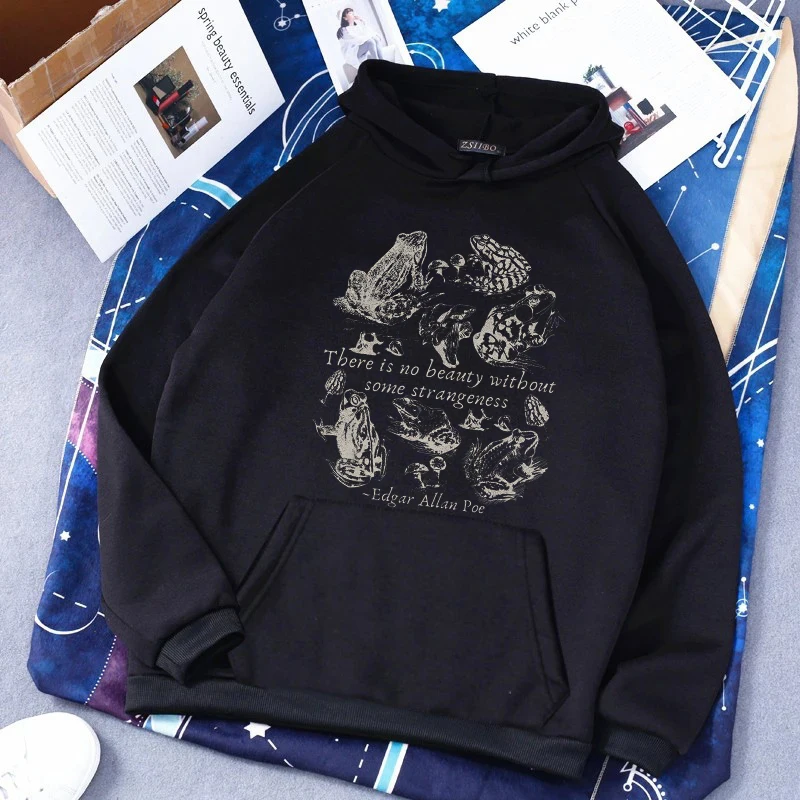

Fashion Creative Frog Pattern Print Hoodie Women Comfortable Versatile Casual Pullover Harajuku Aesthetic Punk Hooded Sweatshirt