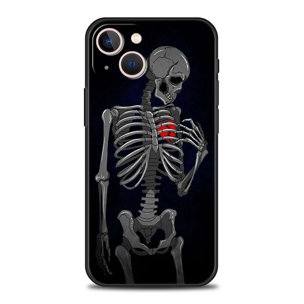 Red Love Skeleton Diagram Shockproof For iPhone 15 14 13 12 11 Pro Max X XR 8 7 Plus Phone Case Cover For iPhone X XR XS Max Bag