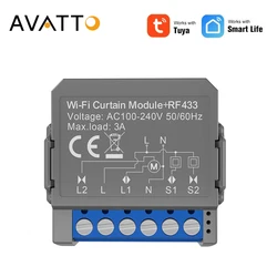 AVATTO Tuya Smart WiFi Curtain Module Blind Switch for Roller Shutter Electric Motor Support RF433 Remote Control