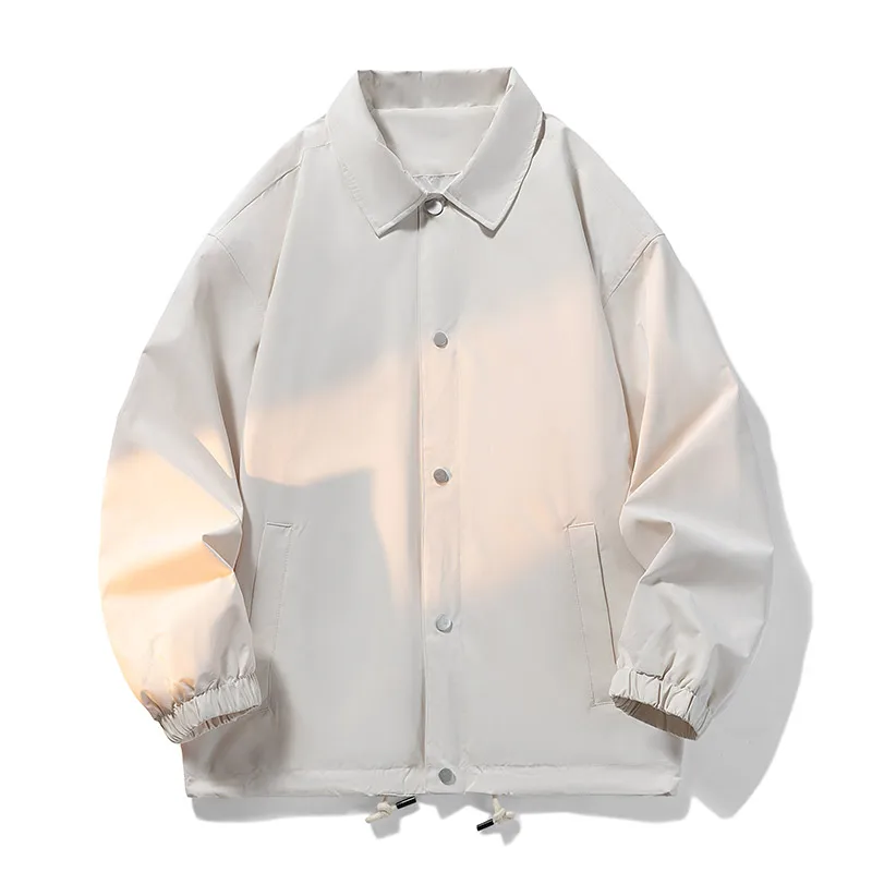 

2025 Мужская куртка, весна-осень, свободная посадка с отложным воротником, однотонная повседневная универсальная верхняя одежда, несколько цветов для мужчин