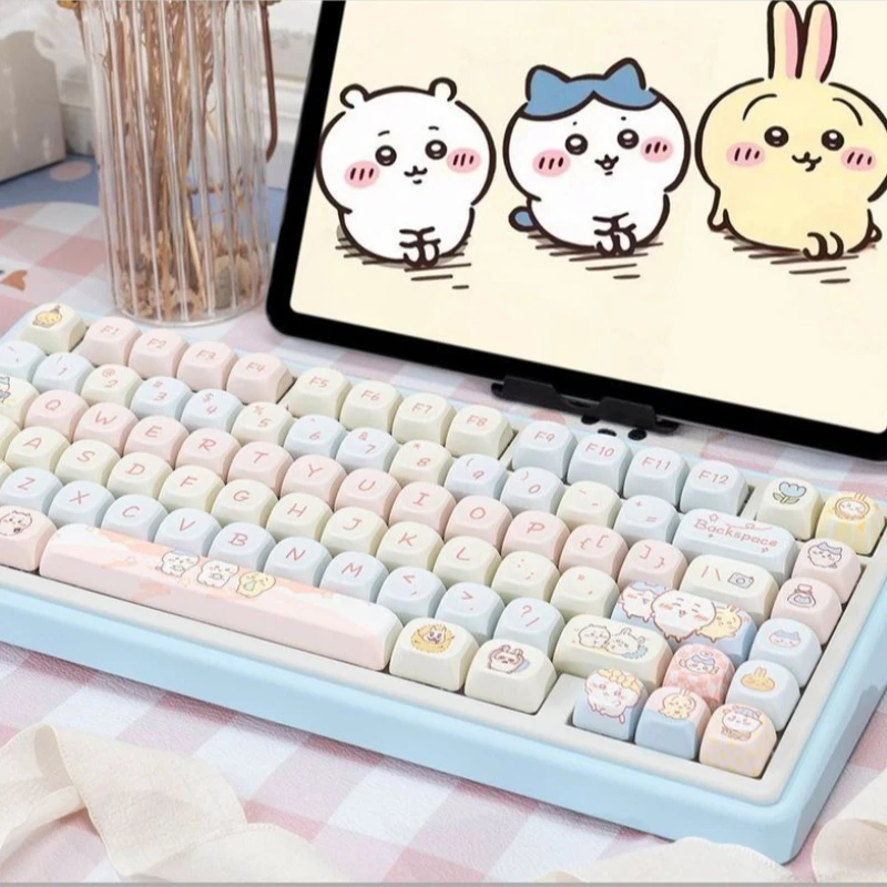 Cartoon Kawaii MOA Keycaps PBT Material Adapt To Mechanical Keyboard Thermal Sublimation Process 118 Key Wear-resistant Chiikawa