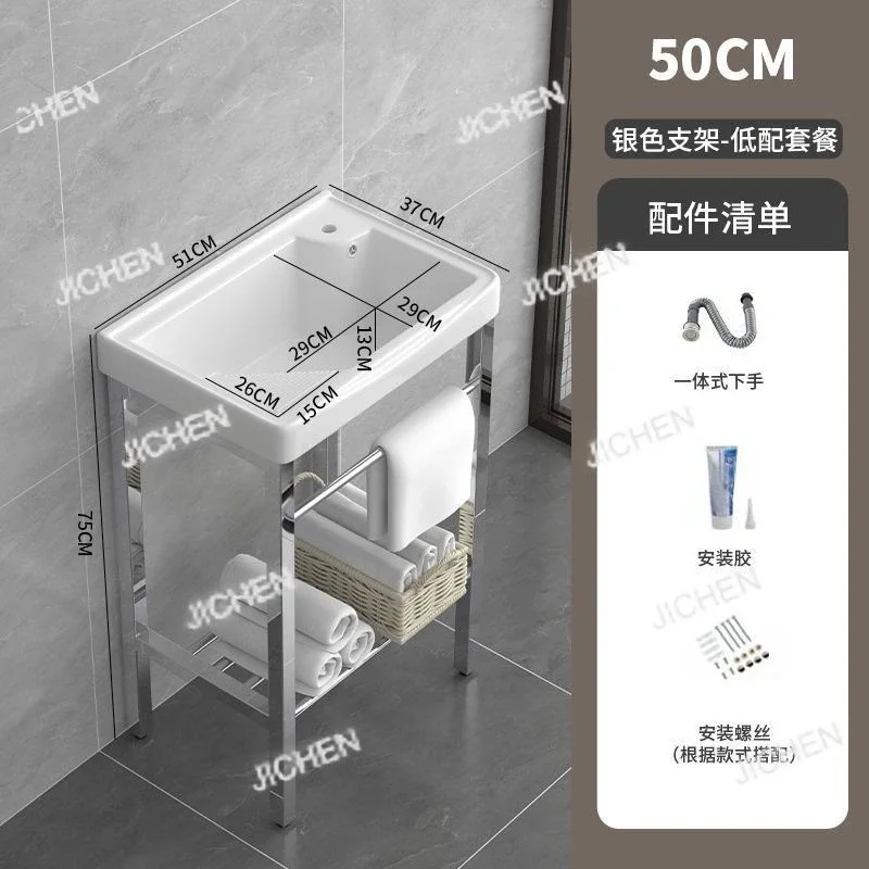 HSWaschepool met wasbord Groot zwembad Wastafel Balkon Wastafel Keramisch geïntegreerde wastafelbeugel Roestvrij staal