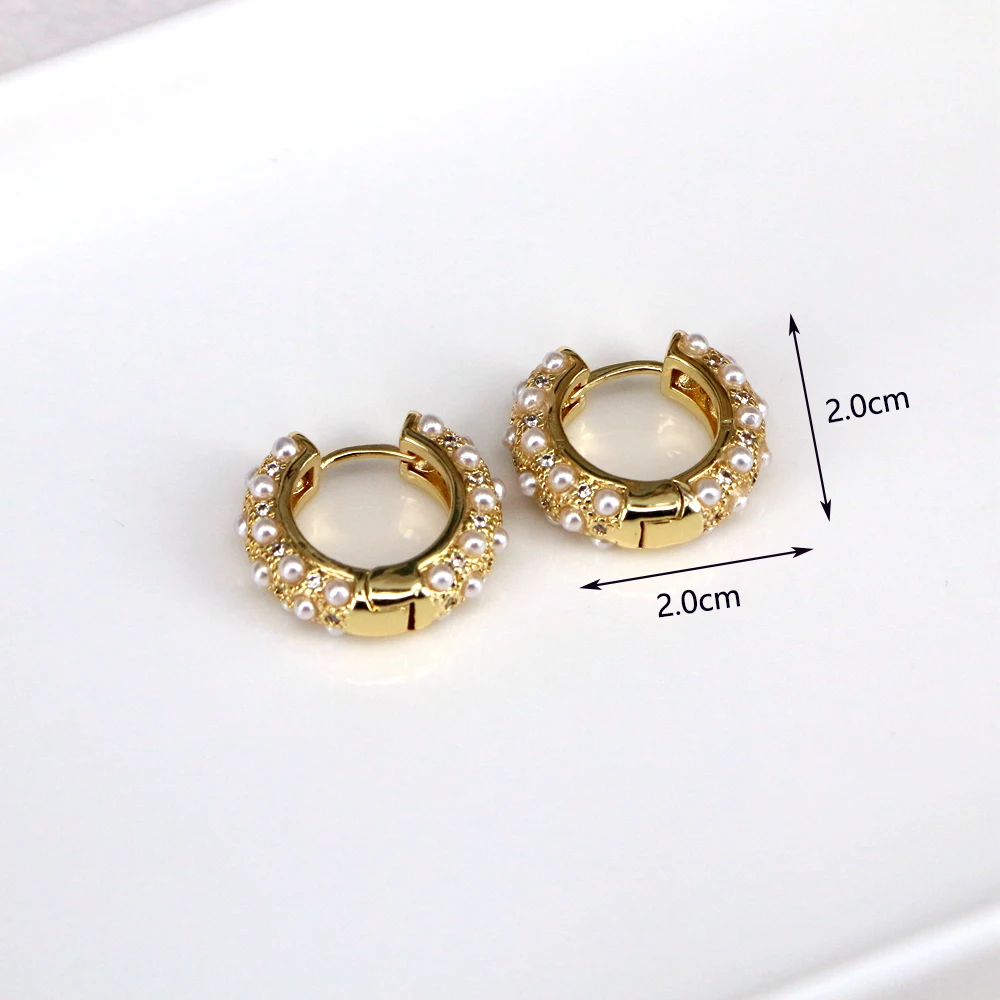 5 Pairs, Vintage Zircon Round Circle Hoop Earrings for Women Golden Pearl Shell Korean Fashion Jewelry 2023 Trendy Earrings