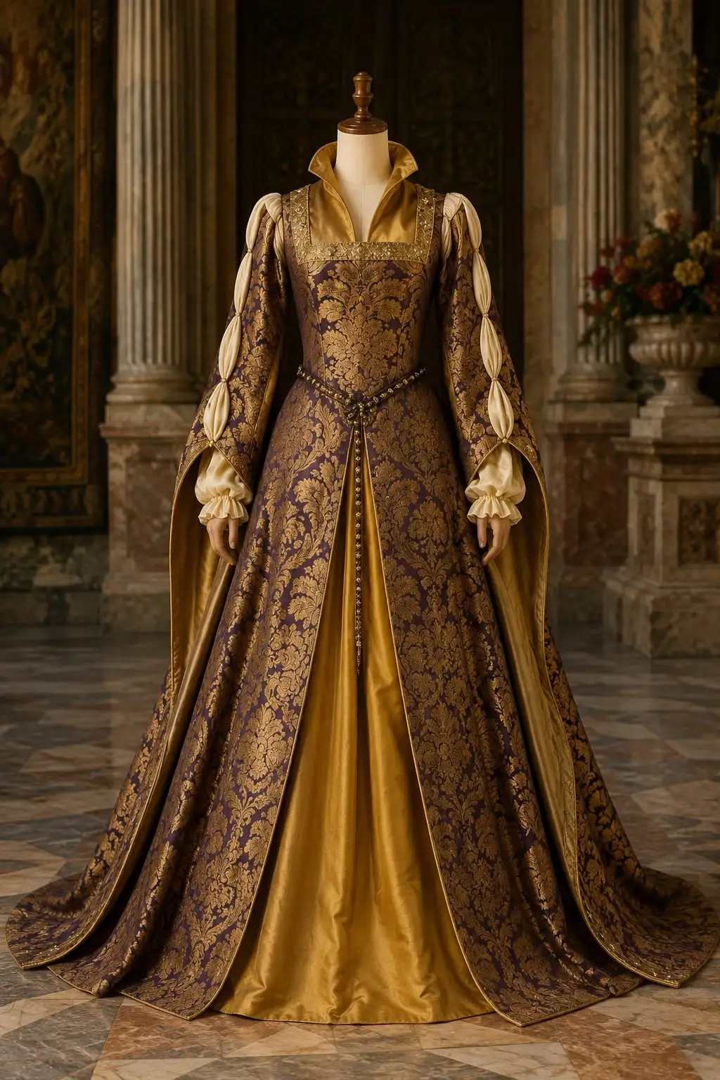 Tudor-Kostüm für die Krönung von Königin Elizabeth, italienisches Renaissance-Kleid einer königlichen Hofprinzessin, historisches Ballkleid von Anne Boleyn.