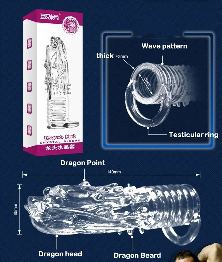 WAKEWAY 4 Types Thicken Penis Enlarge Sleeve Reusable Condom Cock Extender Delay Ejaculation Sex Toys for Men Intimate Goods