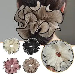 Pleated Colonic Scrunchie Style Exaggerated Temperament Women Hair Ponytail Hair Band Girls Crisp Headband Tied Pin Chiffon S8Q1