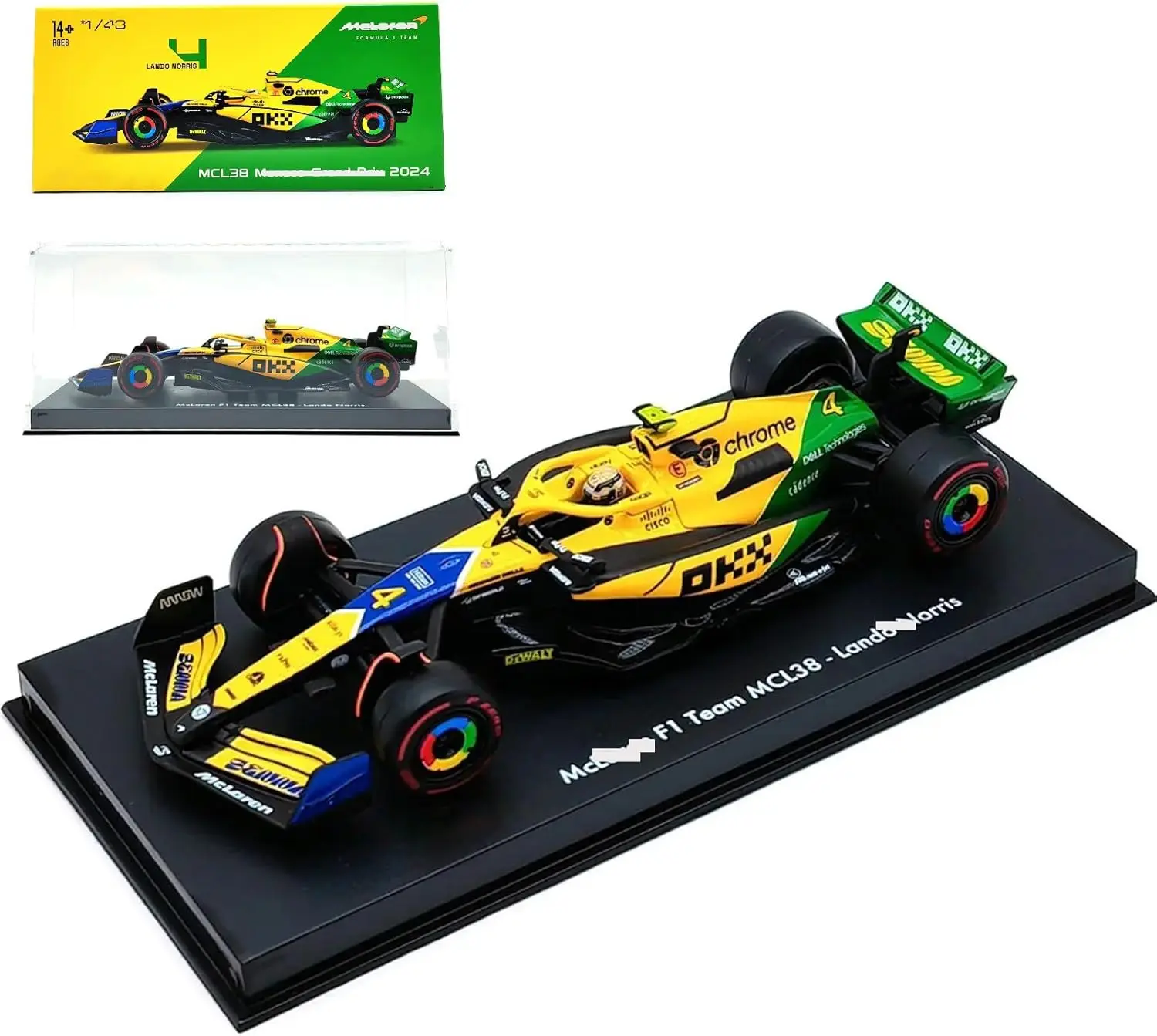 Bburago 1:43 McLaren MONACO MCL38 F1 Racing Car Static Simulation Diecast Alloy Model Cars Collectible Model Racing Toys