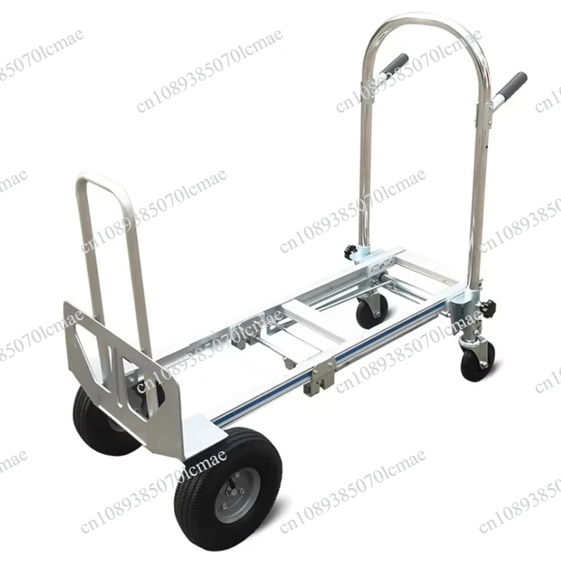 Foldable Aluminum Alloy Four-Wheel Hand Truck - Heavy-Duty Cargo Cart for Logistics Warehouse Moving
