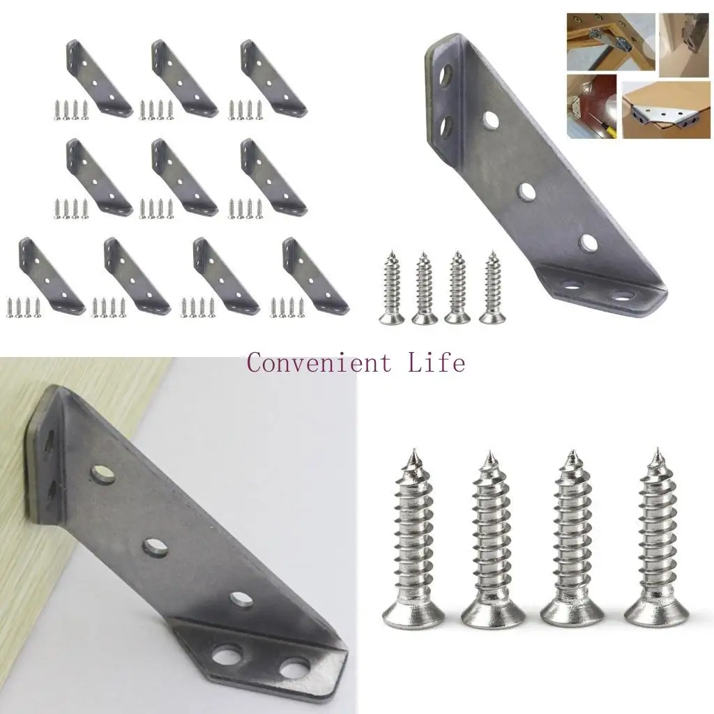 

L1EE Stainless Steel Corner Brackets Multi functional Supports Durable Corner Connector Simple Installation for Furniture