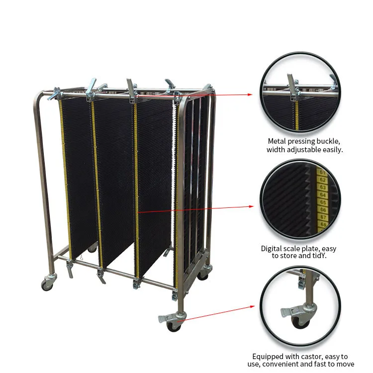 Wholesale High Quality Antistatic Pcb Storage Turnover Cart Adjustable Stainless Steel Turnover Cart For PCB Production