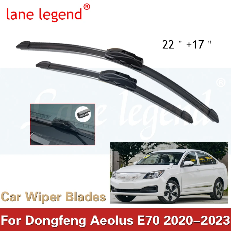 Lâminas do limpador do carro para Dongfeng Aeolus, lâmina do limpador de pára-brisas dianteiro, cortador de escovas, acessórios do carro, E70, 2020, 2021, 2022, 2023, 22 