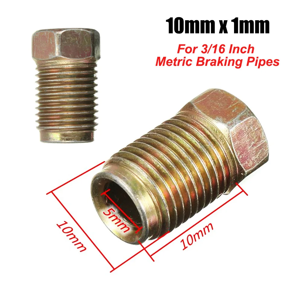 10mm x 1mm Male Short Brake Pipe Screw Nuts for 3/16 Inch Metric Braking Tubes