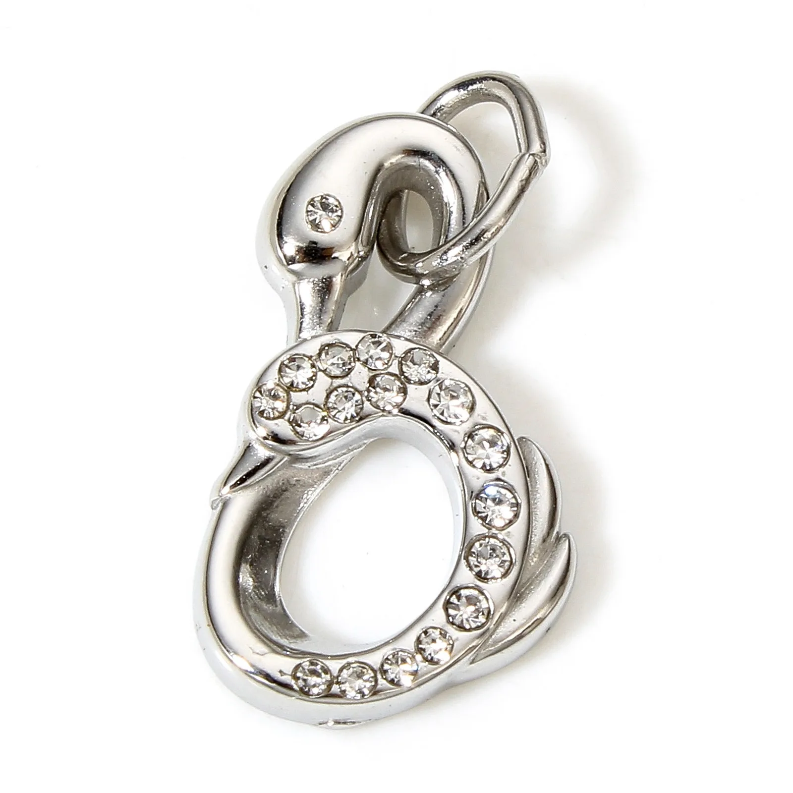 1 Stück 304 Edelstahl Herz Schwan Charms Strass Schloss Schlüssel Anhänger für Schmuckherstellung Diy Halskette Armband Zubehör – Detail 8