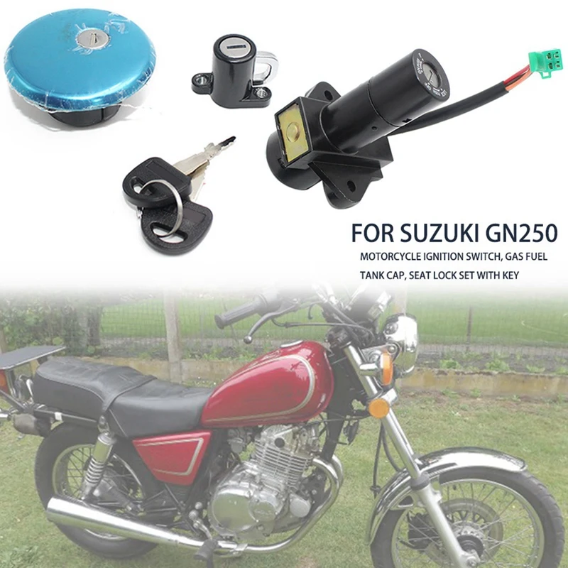 Motorcycle Ignition Switch Lock Seat Lock GAS Fuel Tunk Cap Lock With Key Set For Suzuki GN250 Motorcycle Accessories