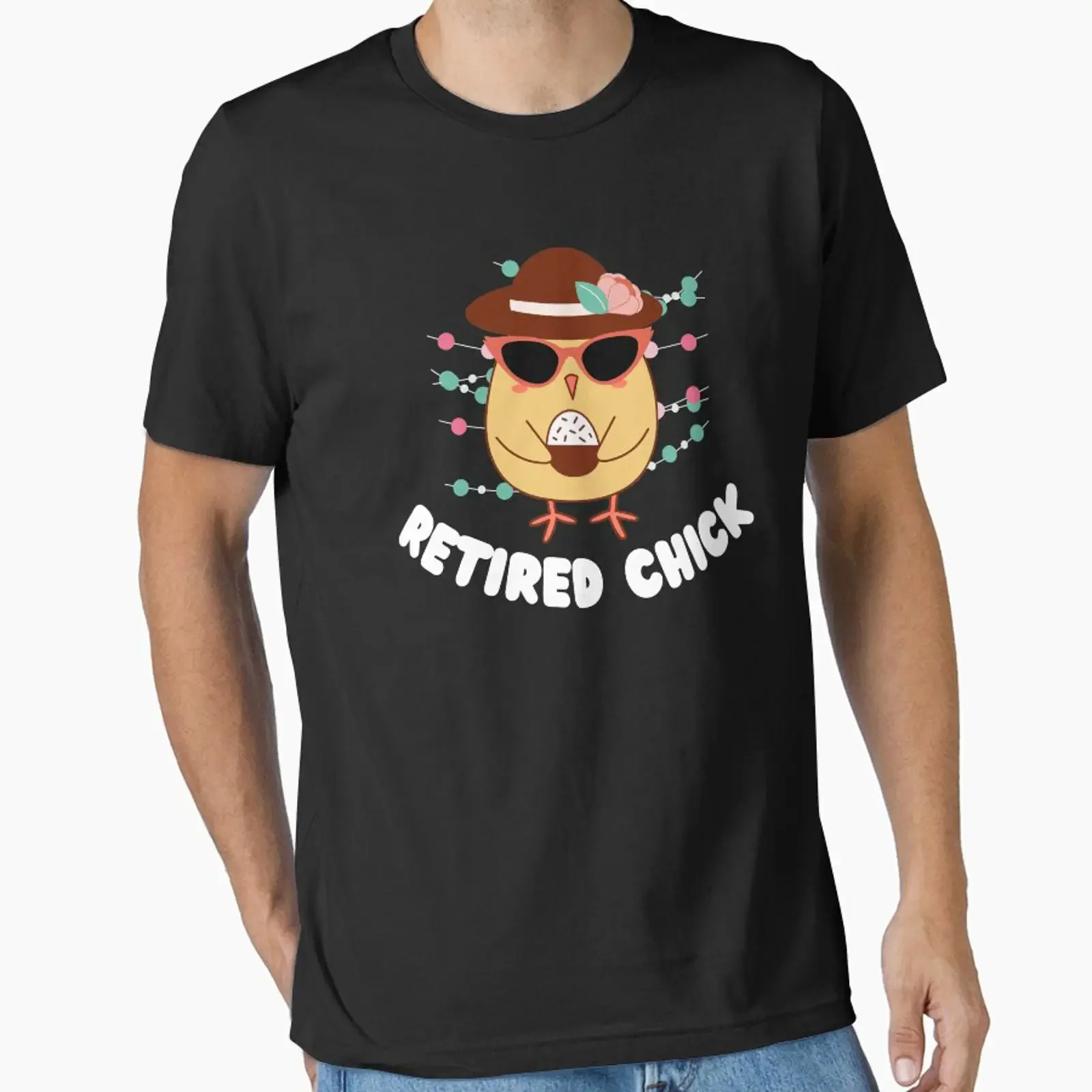 Retired Chick designed and sold by momsnpops vintage Washed Stylish Stretched homme Top For Everyday Wear Versatile Comfortable
