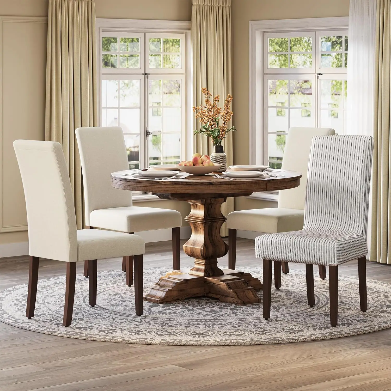 

Dining Chairs, Set Of 4 Parsons Chairs, Thi Seat, Removable Fabric Cover, High Back, For Kitchen Bedroom, 22.8 X 18.9 X 39.4