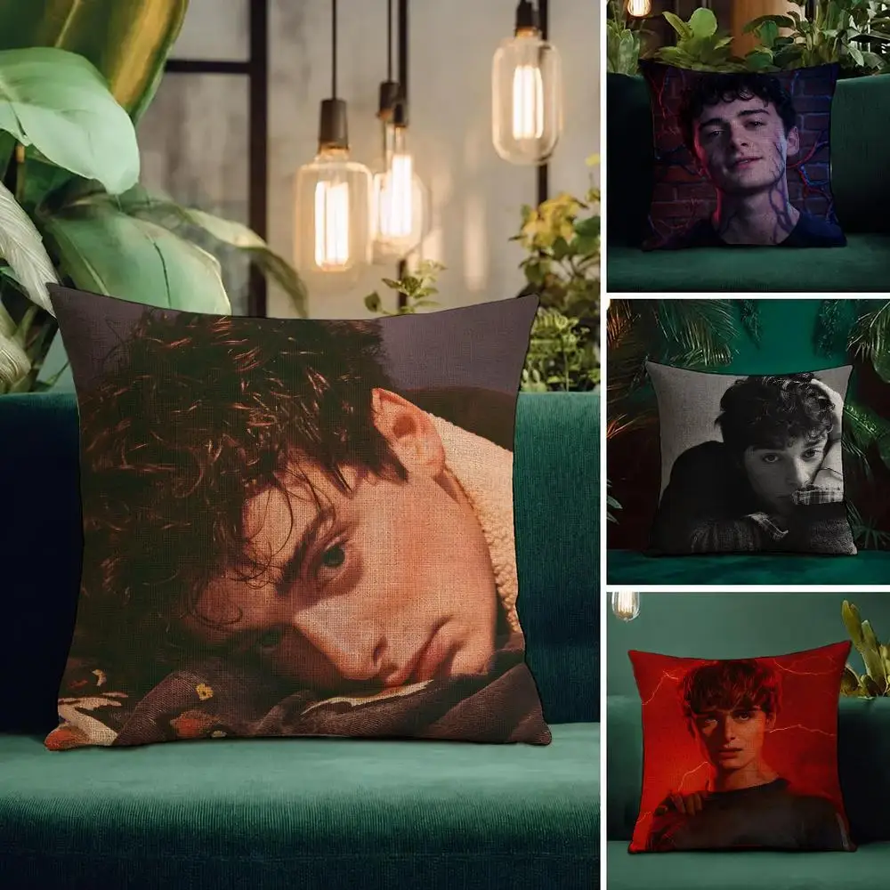 Actor Noah Schnapp Cushion Cover Natural Linen Pillowcase Set All-in-One Decor Cushion Cover for Sofa Bedroom Chair