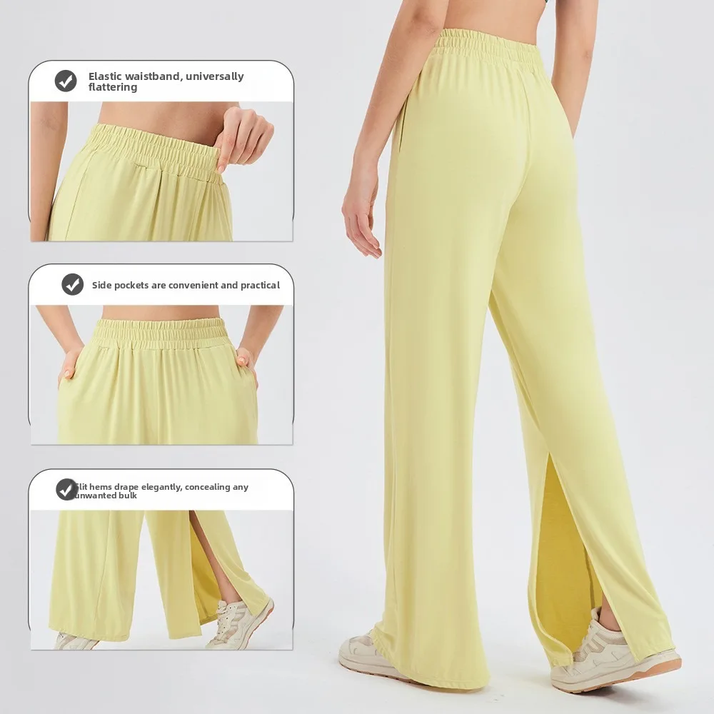 Women's High Waist Flare Yoga Pants Cooling Breathable Side Slits Summer Dance Running Trousers S-2XL