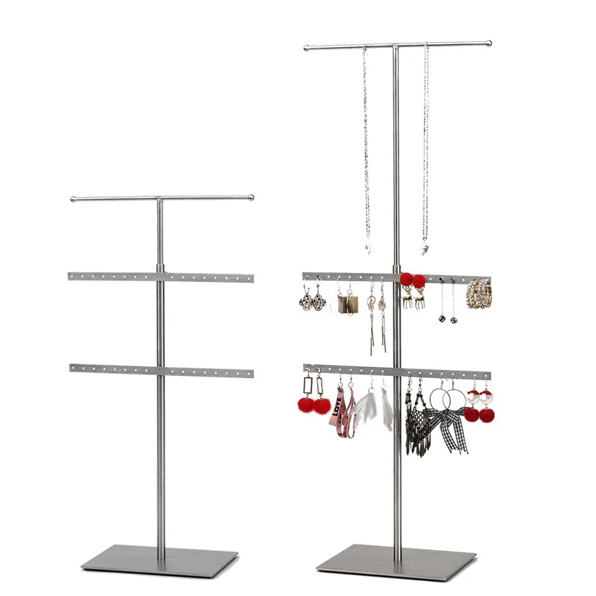 New simple stainless steel jewelry storage rack, adjustable height earring bracket, store display rack, jewelry storage rack