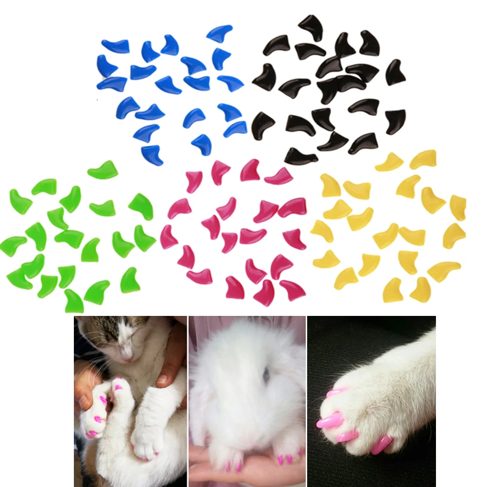 100 Pcs Cat Nail Tips Dog Covers Caps for Small Animal Protector Paw Claw Control Cats