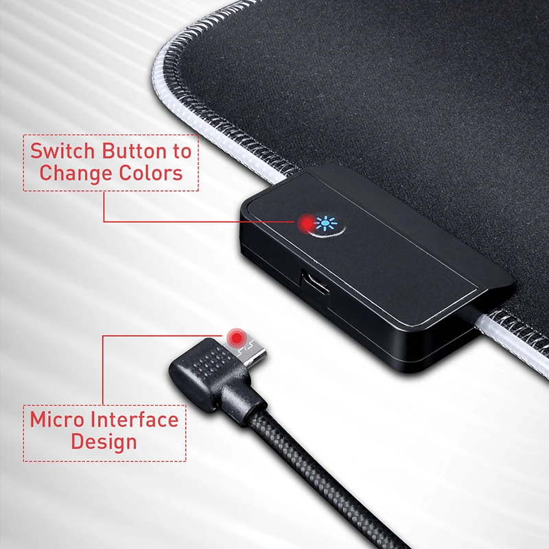 Hot Selling Black Wave Pattern Mousepads Speed Version or RGB Glowing Type Computer Laptop Mice Pad Gaming Accessories