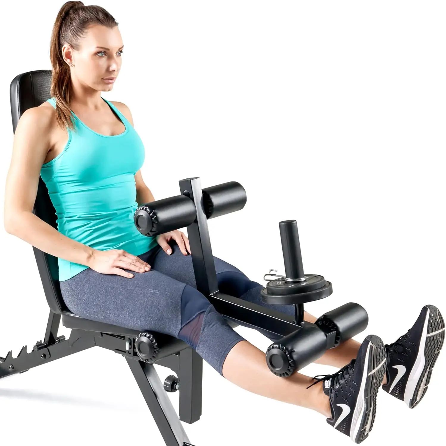 Adjustable 6 Position Utility Bench with Leg Developer and High Density Foam Padding, Dark Gray