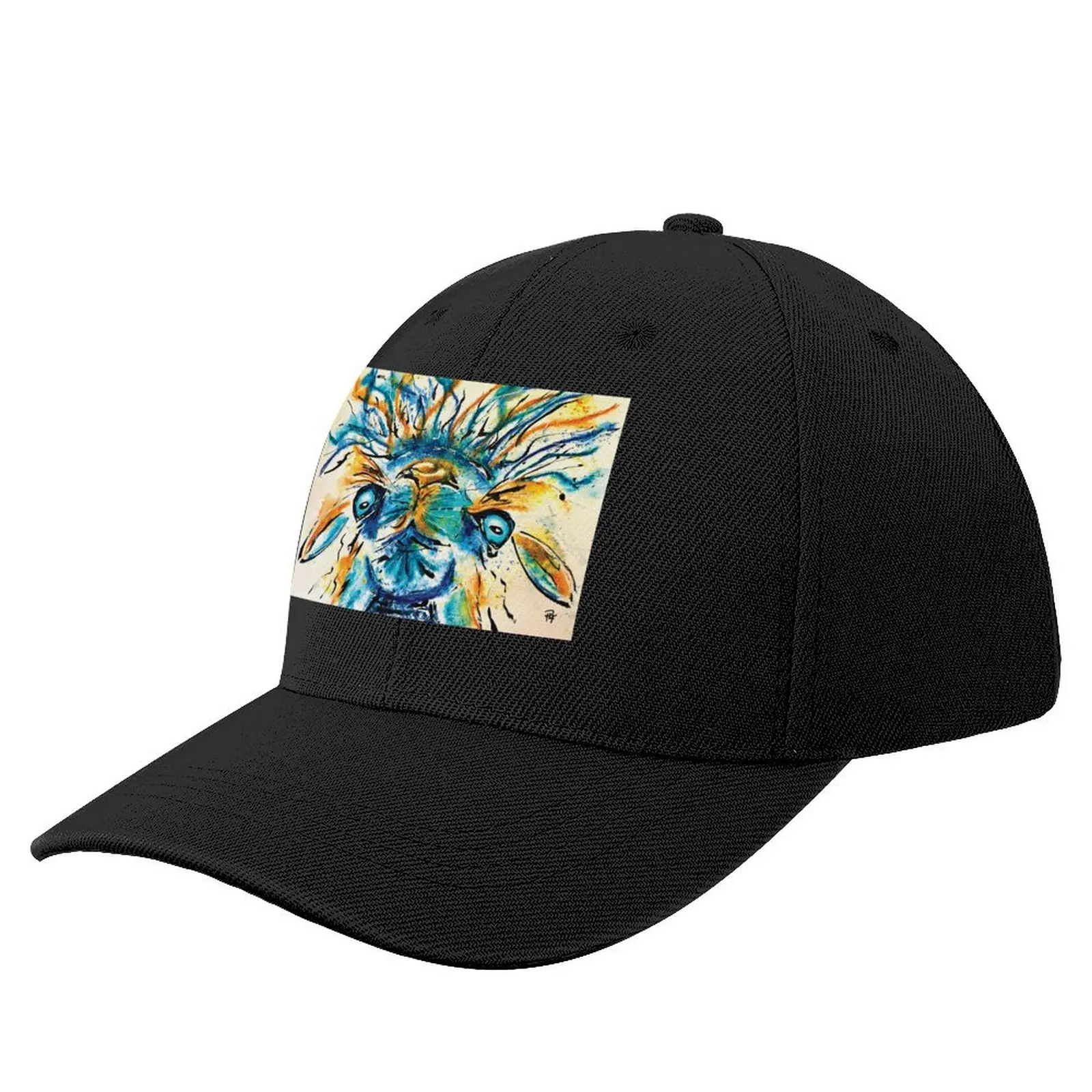 

Kooky Kreatures 'Leo: The Turquoise Llama' Caricature Print — Art by Paquita Baseball Cap Rave black Hood Golf Cap Women Men's