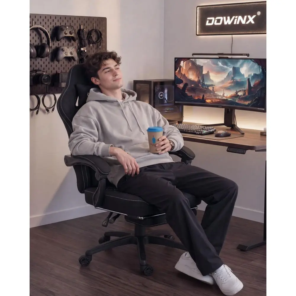 Gaming Chair Breathable abric Game Chair with Gel Pad and Storage Bag, Comortable Gamer Chair with ket Spring Cushion, Ergonomic