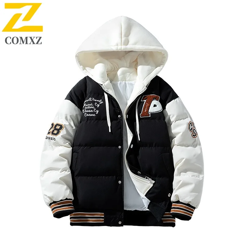 COMXZ Men Winter Jacket Hooded Design Soft Warm Camping Daily Life Fit Holiday Outing Padding Coat Windproof Winter Jackets