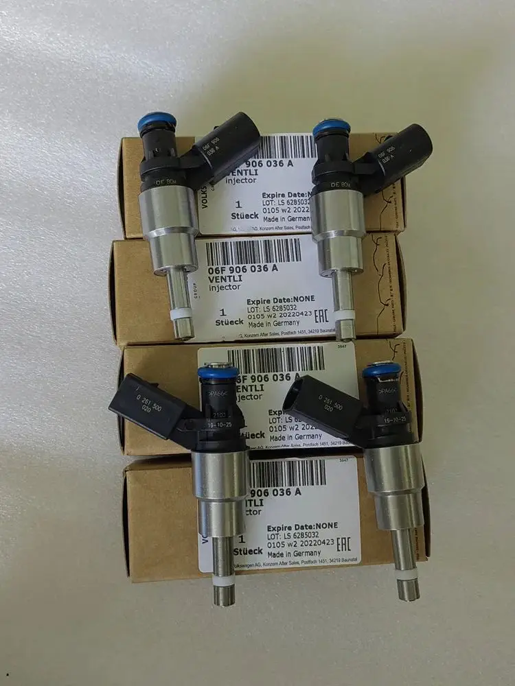 Set van 4 06F 906036 EEN Echte NIEUWE OEM Brandstofinjectoren Voor 2005-2009 Audi A3 A4 TT VW GTI EOS Jetta FJ856 0261500020 0261500021 - afbeelding 2