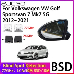 ZJCGO Car Blind Spot Detection BSD Mirror Rear Radar Detection System for Volkswagen VW Golf Sportsvan 7 Mk7 5G 2012~2021