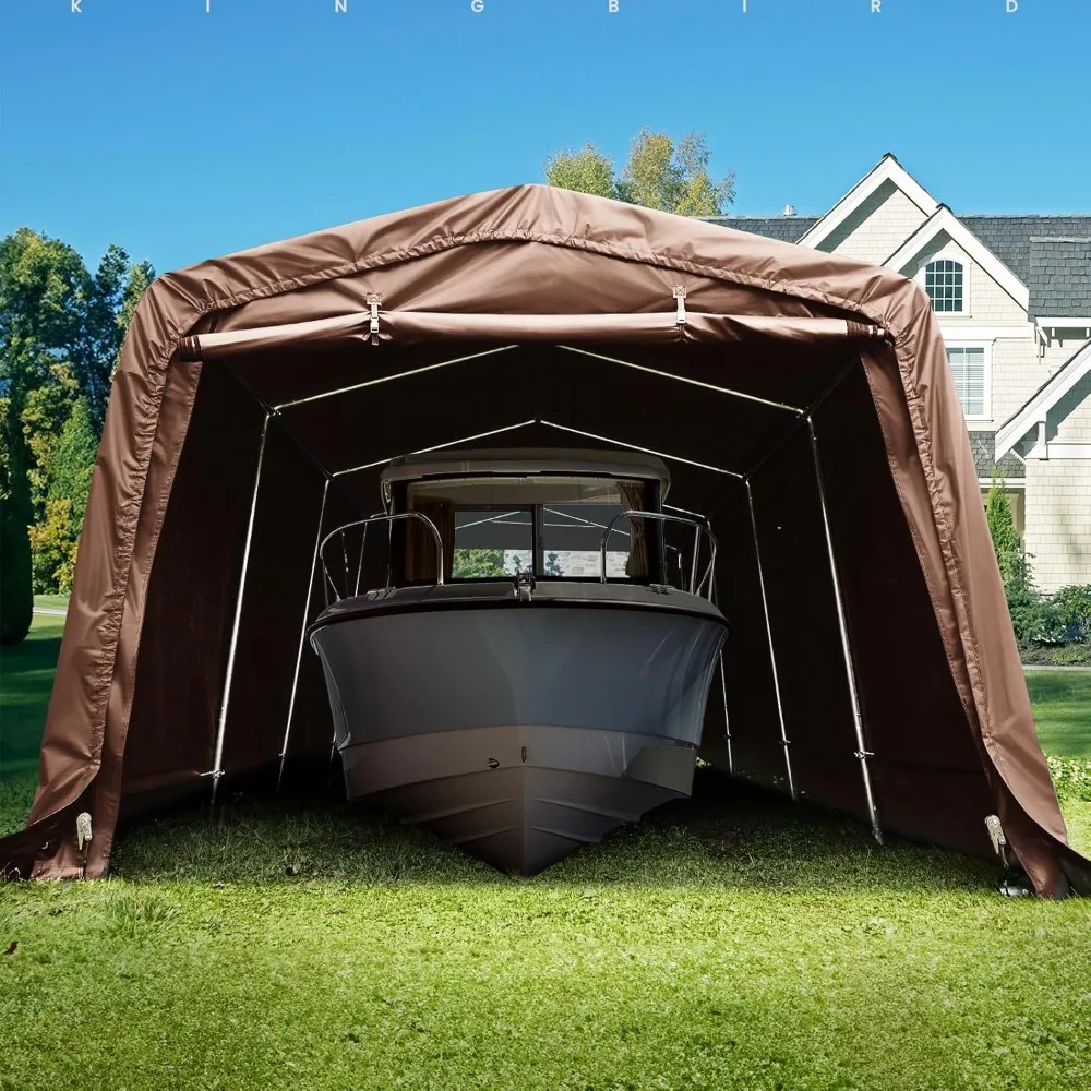 10' x 20' Anti-Snow Carport，Full-Size Truck and Boat，Outdoor Instant Garage Boat Shelter with Reinforced Ground Bars，Carport