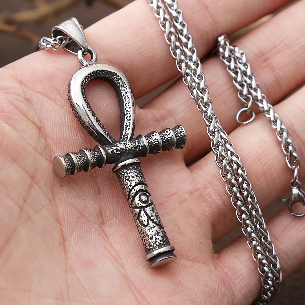 

Vintage Egyptian Anubis Eye of Horus Necklace And Pendant Mens Stainless Steel Dominic Toretto Cross Necklace Jewelry Mens Chain