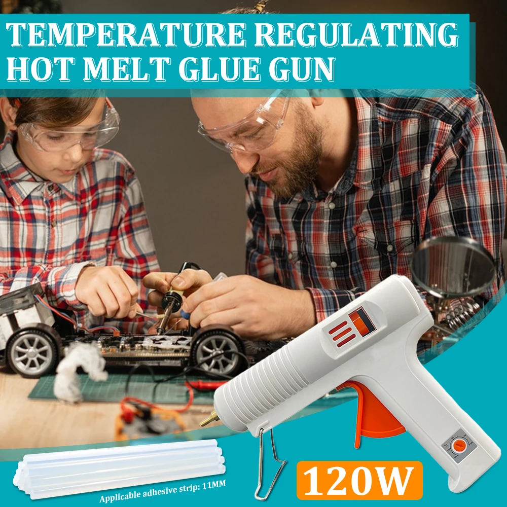 120W Electric Hot Melt Glue Gun US/EU Plug Portable Copper Nozzle Glue Heating Gun Adjustable Temperature Craft Repair DIY Tool