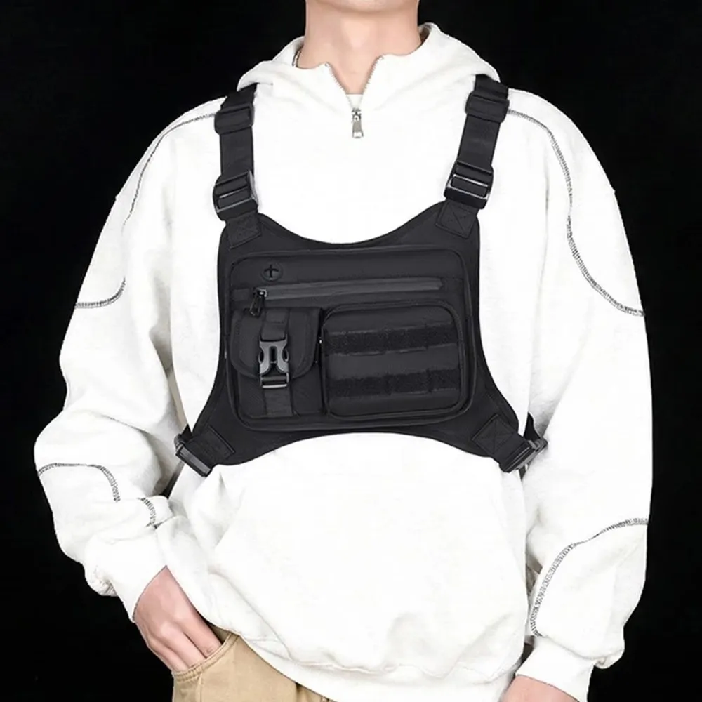 Adjustable Sports Vest Bag Water Resistant Multi-functional Outdoor Chest Bag Lightweight Oxford Cloth Running Vest Bag Women