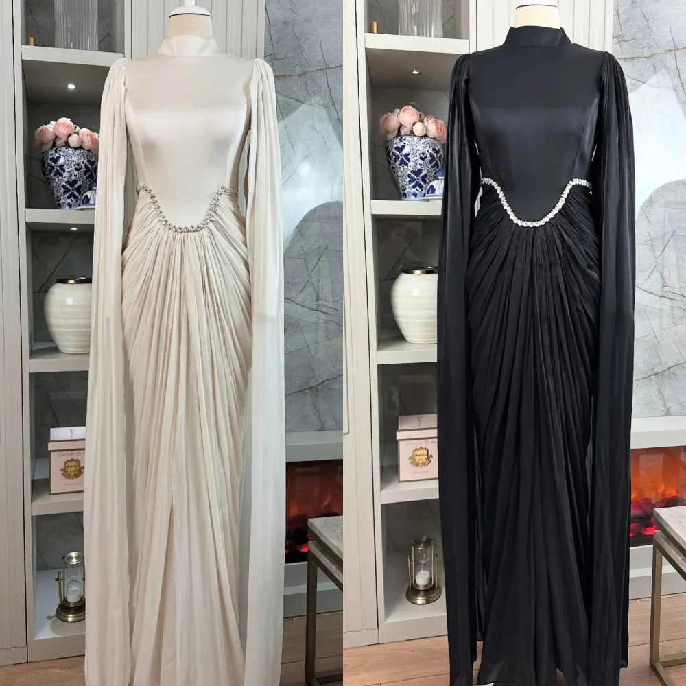 

Customized Exquisite Pleat Sequined Straight High Collar Long Dresses Bespoke Occasion Quinceanera Fashion