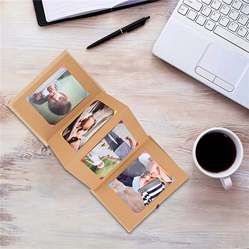 2X Kraft Paper Album Vintage Accordion Style DIY Scrapbook Album Crafts Valentine's Day Wedding Anniversary