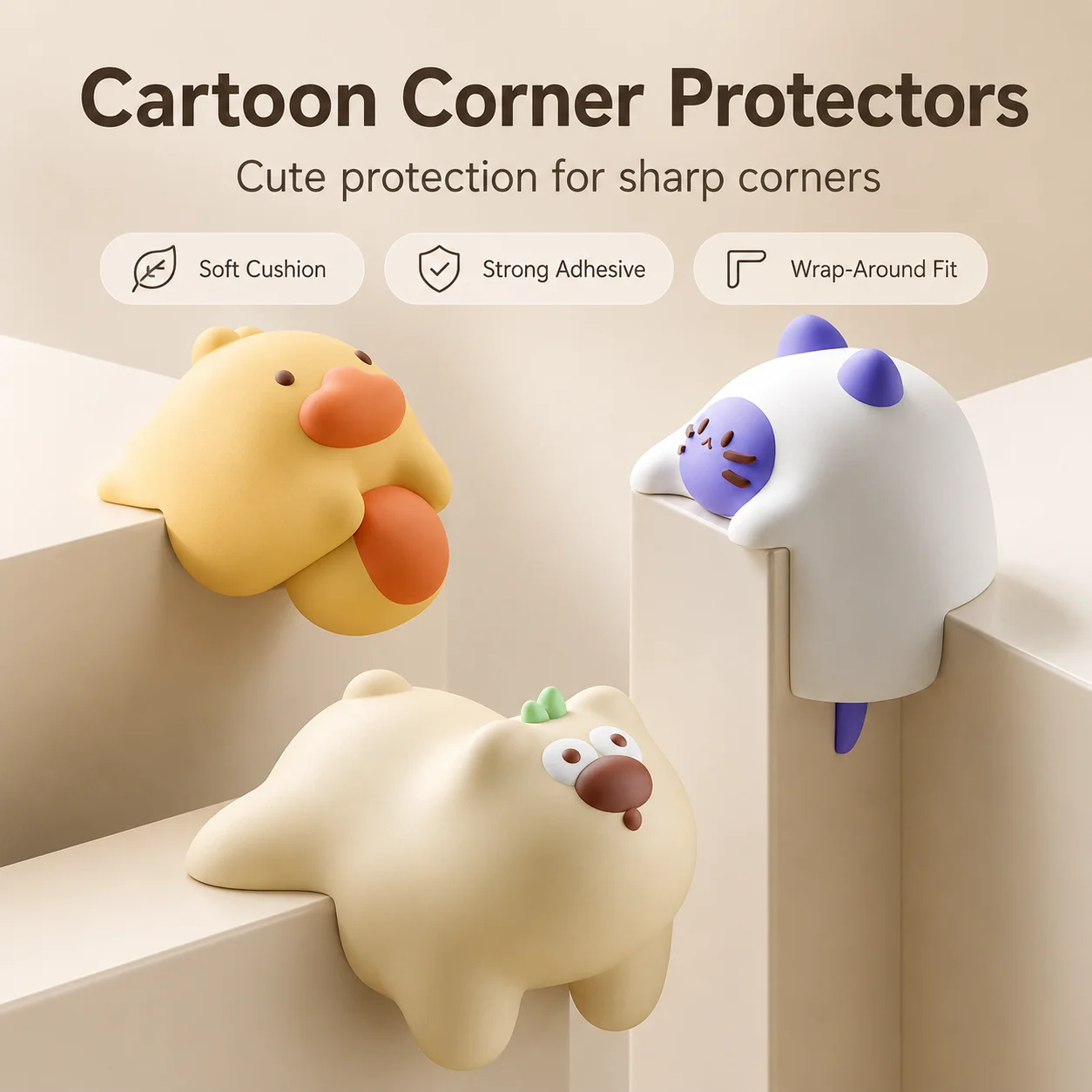 Silicone table corner anti-collision sticker with soft edge protection and cartoon anti-collision right angle protective cover