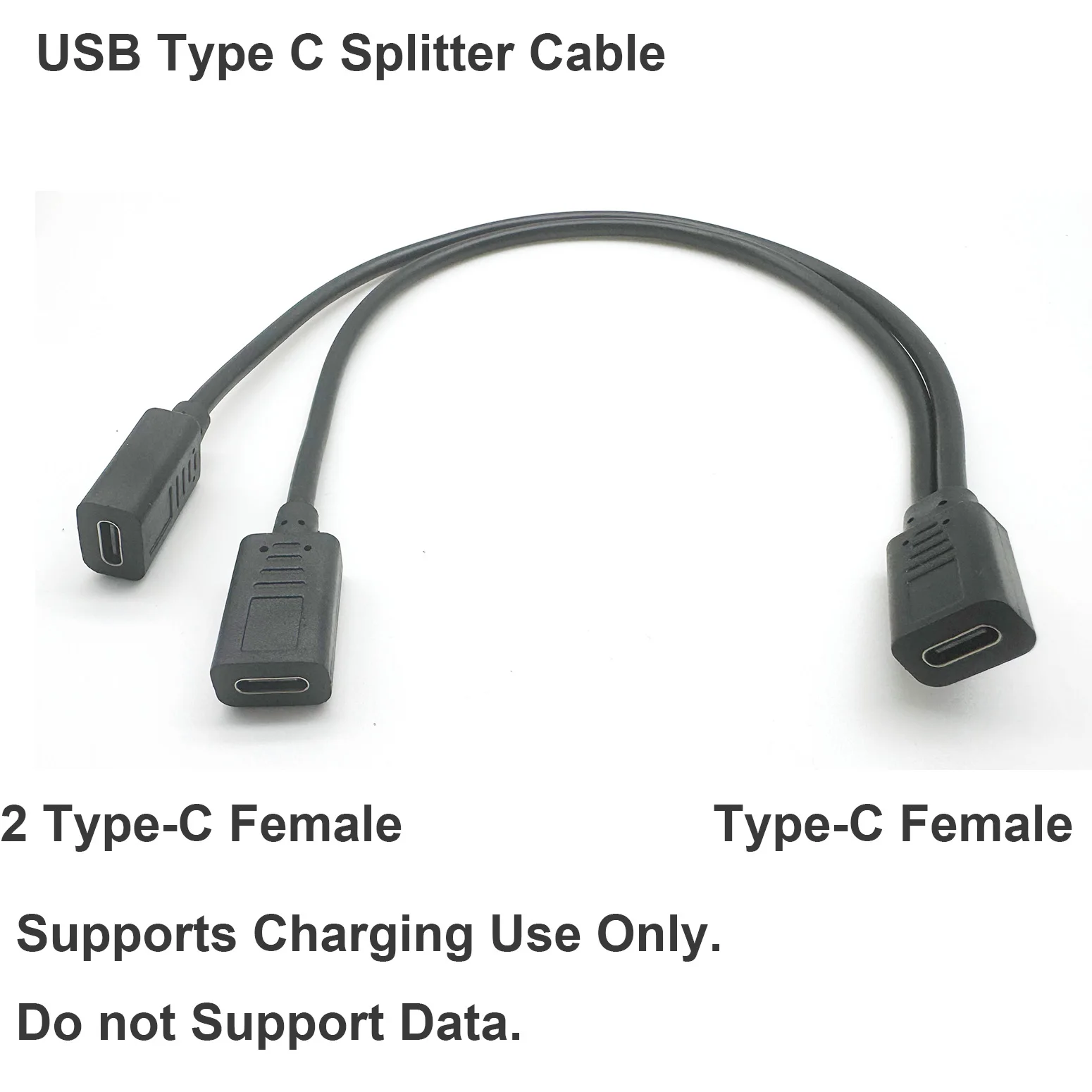 USB C Splitter Charge Cable USB Type C Female to Dual 2 USB Type C Female Splitter Y Charge Connector Cable Only for Charging