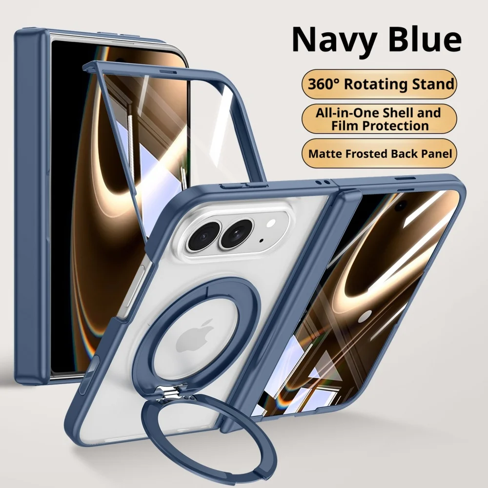 Luxury 360 Rotate for Magsafe Bracket Case for iPhone Duo Fold Cover Magnetic Holder High Definition Screen Film Protector Case